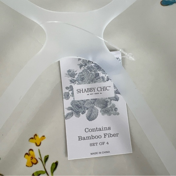 Shabby Chic Melamine Dinner Plates Floral Spring Scalloped Green Pink 4 pc NEW - Picture 2 of 10